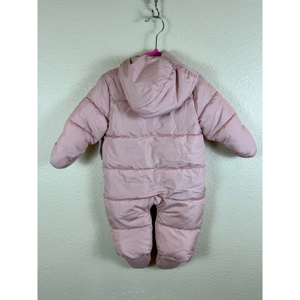 NWT Old Navy Puffer Snowsuit Baby Girls 3-6M Pink Hooded Fleece Lined‎ Bunting
